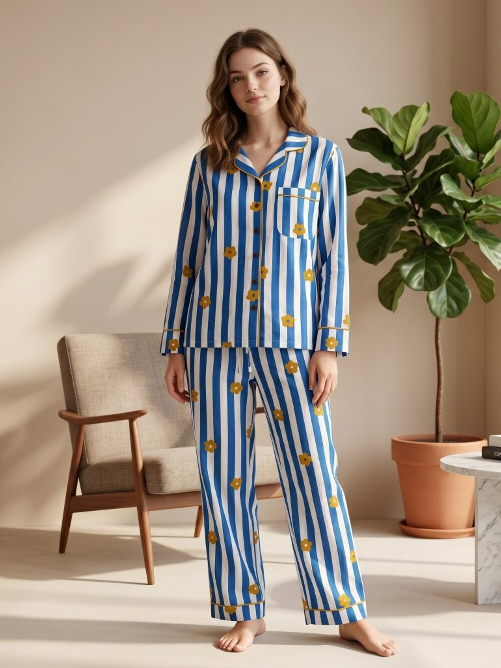 Hand Block Print Cotton Pajama Set: Floral Jaipuri Loungewear, Cotton Pajama Set